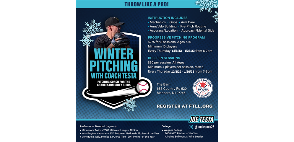 WINTER PITCHING WITH COACH TESTA  - REGISTER NOW!